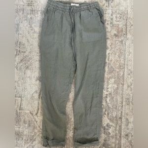 H&M Olive Linen Ankle Joggers